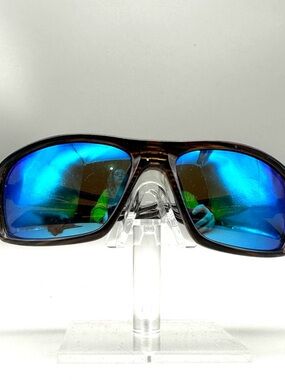 Peppers Apex MP576-5 Polarized Sunglasses Blue Mirror Lens Woodgrain Wrap Frame